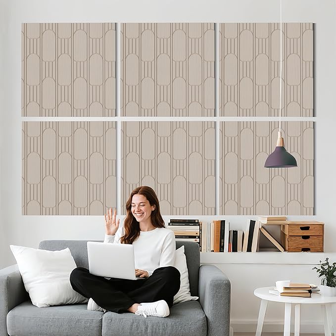 Reverbeon 6 PCS Acoustic Panels, 23.6x23.6 Inch Sound Absorbing Panels, Decorative Acoustic Wall Panels for Recording and Home Studio, Office with Double-Sided Adhesive Tape