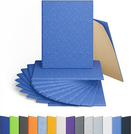 Amantech 12 Pack Acoustic Panels Self Adhesive Sound Proof Foam, High Density Sound Acoustic Panel, 16X12X0.4 Inch 4:3 Rectangle Panels in Home, Office, Reccording Room, Studio,and more(Sky Blue)