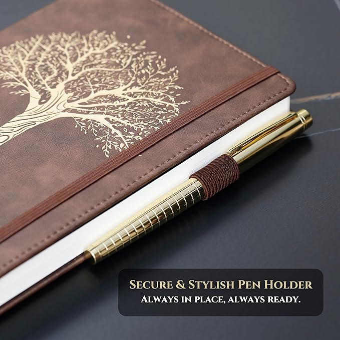 Veway Vegan Leather Journal and Pen Set, Tree of Life Notebook, A5 Lined Writing Journal with 224 Pages, Index and Gift Ready Box