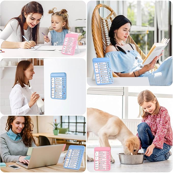 Audab 2Pcs Dry Erase Chore Chart for Kids, Magnetic Checklist Board, My Chores Slider Chart to Do List Board, Routine Chart Schedule Board Task Tracker for Home Refrigerator, Wall, Desk (Blue & Pink)
