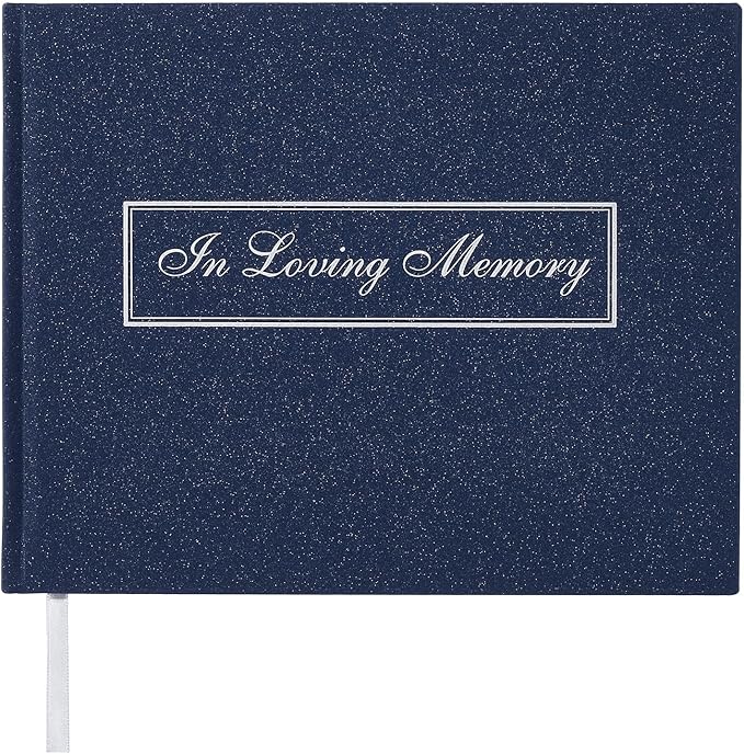 Spacobo Funeral Guest Book for Memorial Service in Loving Memory Guest Book for Funeral Guest Sign in Book (Book, Navy)