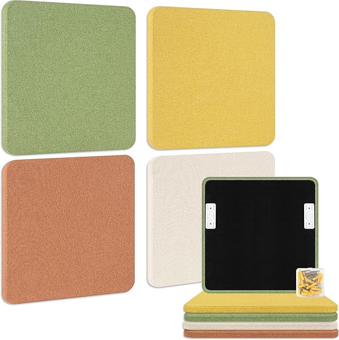 BUBOS 4 PCS Acoustic Panels,Fabric Soundproof Wall Panels,Self-adhesive Sound Absorbing Panels for Studios, Office, Home Theater (Ember, 23.6''x23.6'')