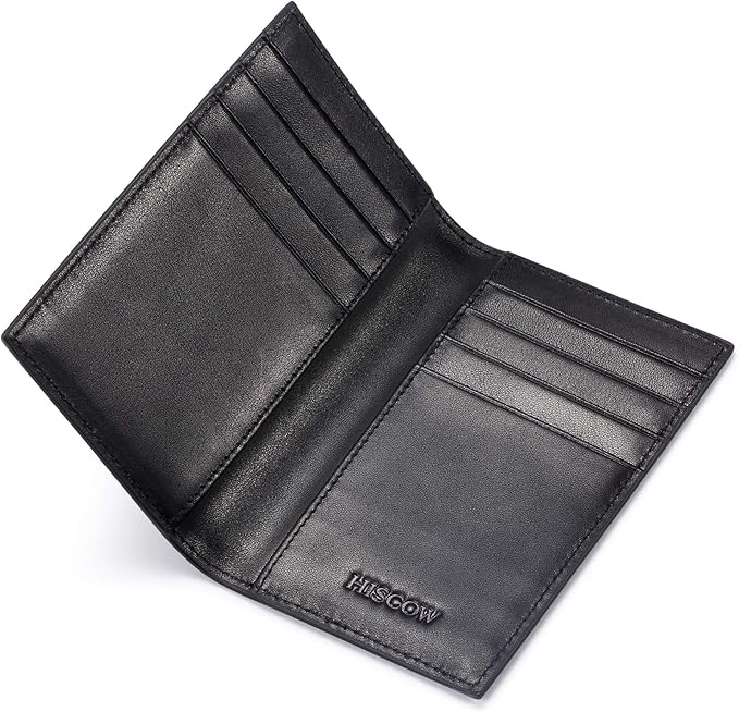 Slim Leather Credit Card Holder for Men & Women 8cc, Italian Calfskin (Black)