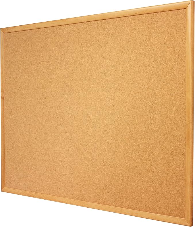 Quartet Cork Board, Bulletin Board, 4' x 3' Corkboard, Oak Finish Frame (304)