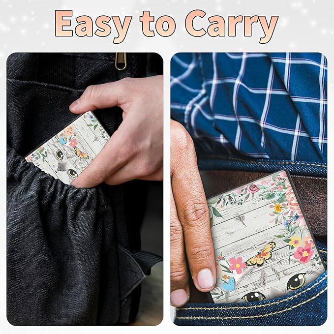 BWEGRHE Slim Credit Card Holder, Cat Flowers RFID Blocking Metal Wallet for Men & Women, Aluminum Minimalist Hard Case Pocket-Sized Business Cards Organizer (Fits Up to 10 Cards)