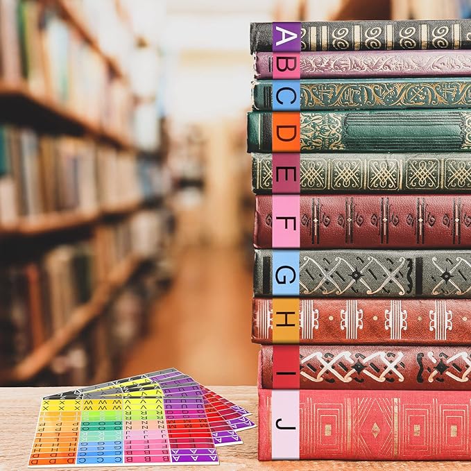 20 Sheets Alphabet Book Spine Labels File Folder Labels File Labels Alphabet Letters Teacher Supplies Stickers for Classroom Book Organization(Mixed Colors)