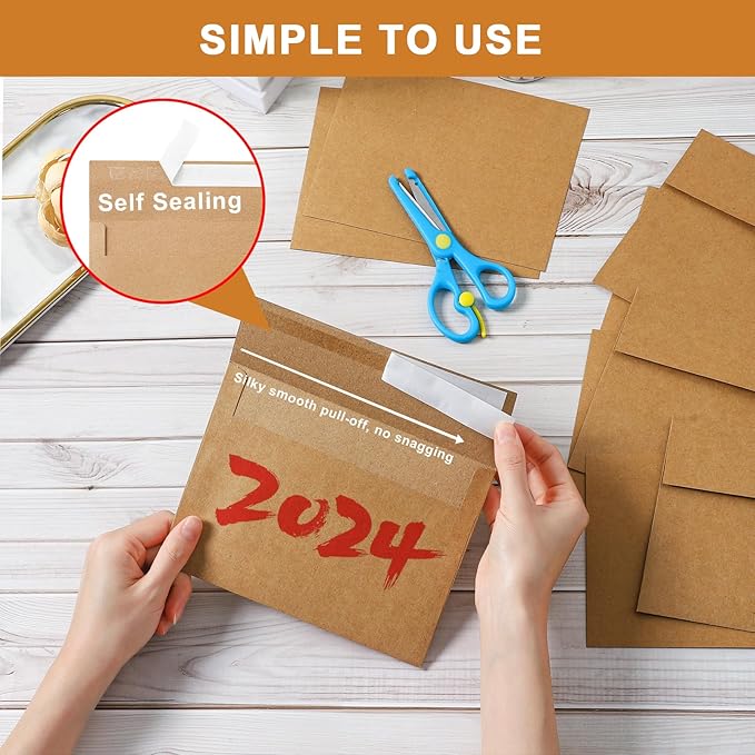 Silunkia 100 Packs Brown Single Panel Blank Greeting Cards and Envelopes 4.25 x 5.5 Heavyweight Flat Cardstock and A2 Envelopes Printable Self Seal for Graduations, Wedding, Thank You Cards