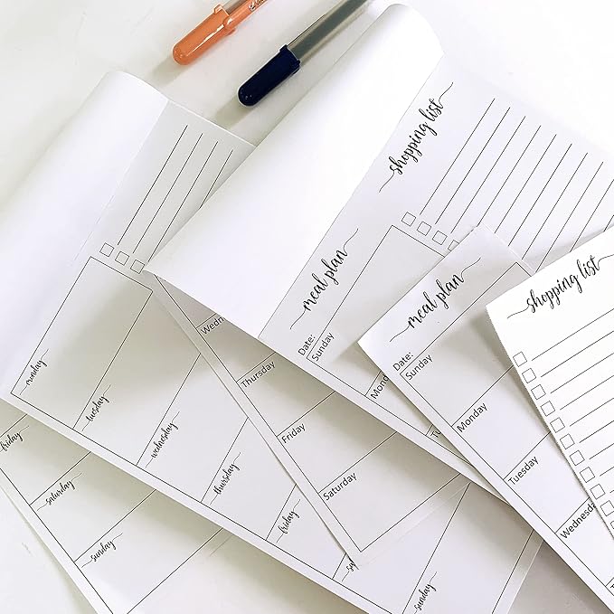 321Done Magnetic Meal Planning Notepad - Made in USA - Fridge Weekly Menu Planner Tear-Off Simple Shopping List Meals Groceries Grocery List, Magnet Memo Pad Refrigerator - Perforated Monday Start