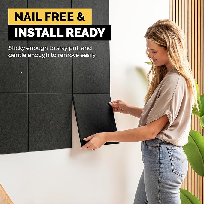 Vision Board - Large Cork Board for Walls 59" x 36", Black Bulletin Board | 15 Pack Felt Wall Tiles | Cork Boards for Office Pin Board Tack Board Cork Boards