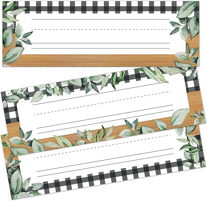 Name Tags for Classroom Cubbies, 30 Greenery Name Plates for Desks, Back to School Self Adhesive Name Tags Sticker for Teachers Elementary - A08