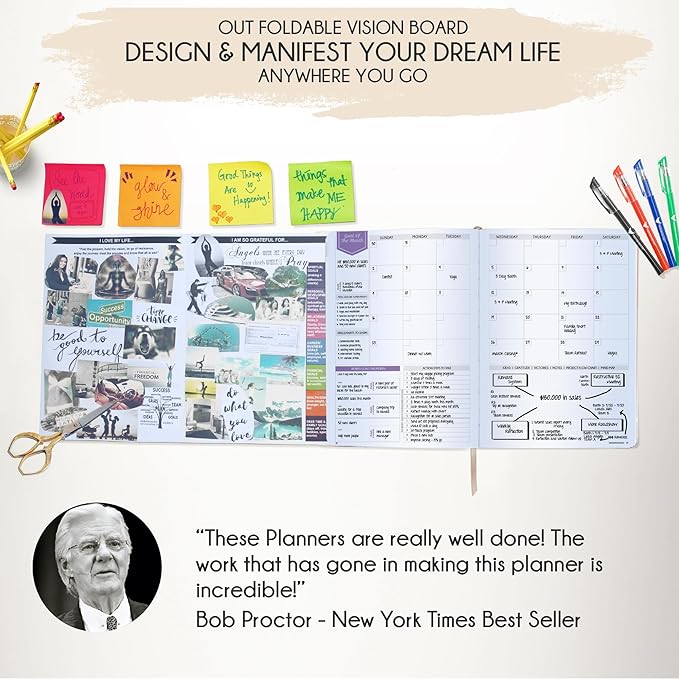 Law of Attraction Planner 2026 Deluxe with Productivity App | Weekly & Monthly Goal-Setting Planner, Life & Gratitude Journal | Include Foldable Vision Board, Gift Box & Stickers