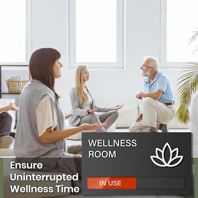 Wellness Room Sign, Do Not Disturb Office Door Signs, Available In Use Sign, Privacy Slide Door Signs Tell Whether Wellness Room Vacant or Occupied