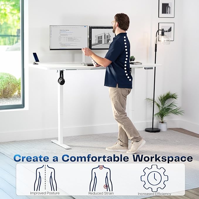 VIVO Electric 71 x 36 in Standing Desk, Memory Height Adjustment, 1B Series, Holds 220 lbs, White Top White Frame, DESK-KIT-1W7W-36