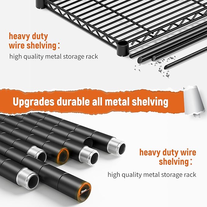REIBII Storage Shelves 45.3''W Wire Shelving Unit 4 Tier Metal Shelves for Storage Rack Metal Shelving for Pantry Shelves Kitchen Steel Shelving, 45.3''W*63''H*17.7" D, 2 Pack