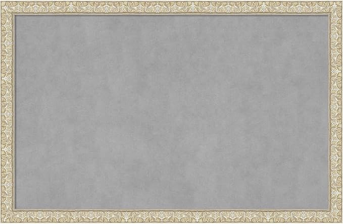 Amanti Art Silver Framed Magnetic Board 22x34 Large Vision Board for use with Magnets, 100% Metal Sheet to Display Items as Office Decor or for Home Organization in mudroom, Kitchen or Kids Room