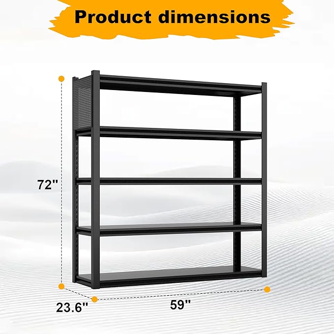 Storage Shelves with Pegboard,59"W 24"D Heavy Duty Garage Shelving Units and Storage,Metal Shelving Adjustable Shelves,Garage Storage Rack,Industrial Utility Shelf Organization For Kitchen,Pantry