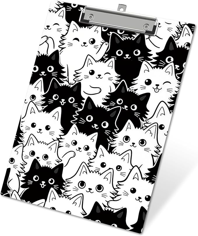 APIILVPQ Cat Clipboard, Cute Clipboards with Low Profile Clip for Office School Use, Cat Lover Gifts Wooden Clip Boards for Nurses Teachers Students - B09