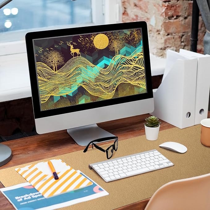 Bloss Gold Leather Desk Mat 35.4" x 15.7", Large Keyboard Pad for Desk, Desk Matt for Desktop, Waterproof Desk Pad Mat, Computer Mat for Office/Home/Decor