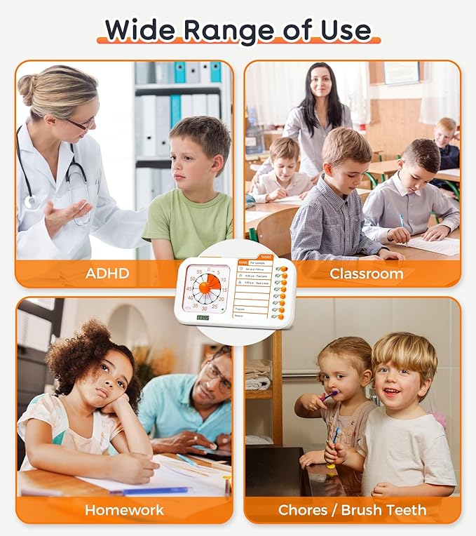 3-in-1 Visual ADHD Timer for Kids & Adults with Planning Board, Task Timer, Chore Chart & Visual Schedule Planner, Autism & ADHD Tools with Checklist for Homeschool Supplies, Home, School