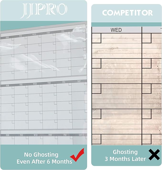 Large Dry Erase Wall Calendar - 60“ x 38" Undated Blank Yearly Planner - Giant Whiteboard 12 Month Poster - Premium Laminated Calendar for Classroom, Office, Project & Family Schedule