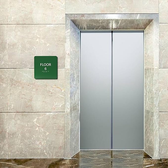 ADA CENTRAL SIGNS - 6" X6" Floor 6 Sign - ADA Compliant Tactile Graphics Grade 2 Braille Text Acrylic Wall Signs - Directional Assistance, Floor Number Safety Sign for Office, school Hospital, Apartment