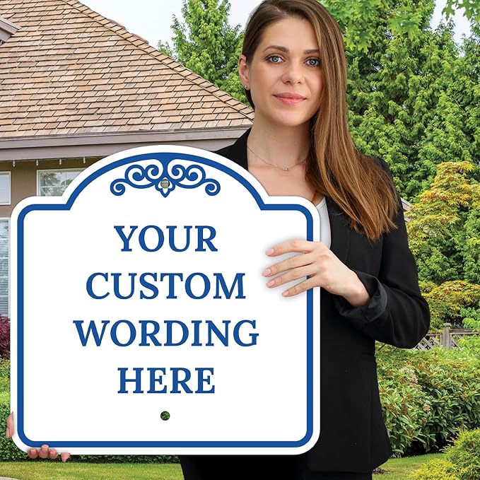 Custom Decorative Sign, Personalized Metal Sign for Business, Driveway, Home, Airbnb, Office Door Plaque, White Background 24x24 Inches, ACM, Fade Resistant, Made in USA by Sigo Signs