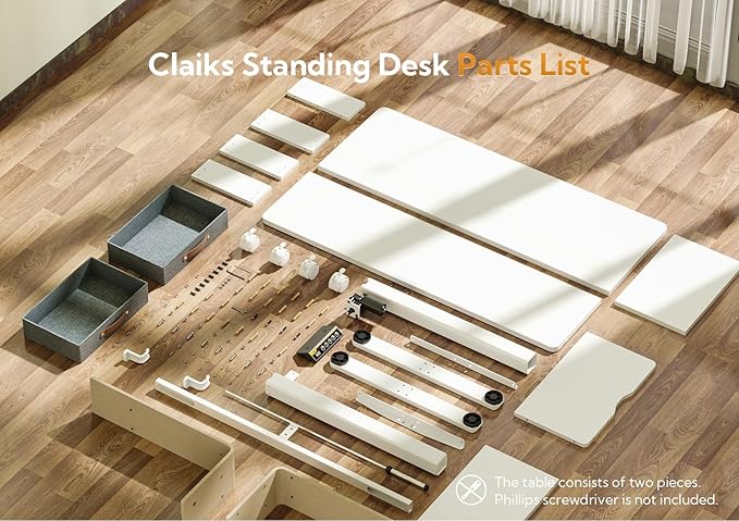 Claiks Standing Desk with Drawers, Stand Up Electric Standing Desk Adjustable Height with Storage Shelf and Splice Board, 48 Inch, White