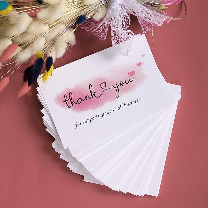 100 Thank You For Supporting My Small Business Cards, Elegant and Professional Design, 4" x 6", Recommended for Online Retailers, Small Business Owners and Local Stores