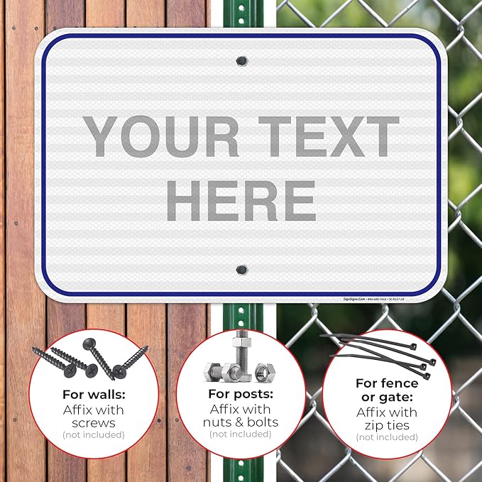 Custom Sign, Personalized Metal Signs, Customize for Office, Business, Workplace, Home, Airbnb, Delivery Blue Signs, 12x18 Inches, 3M EGP Reflective .063 Aluminum, Fade Resistant, Made in USA