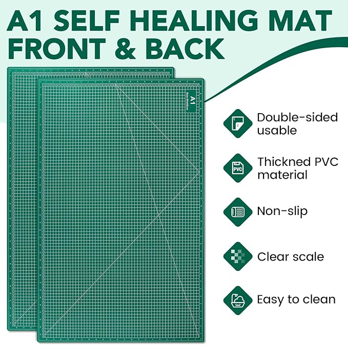 CLOYAN Large Cutting Mat 24"x36", 1 Pack Double-Sided 5-Ply Self Healing Sewing Cutting Mat, Cutting Mats Board for Crafts-Sewing, Fabric, Quilting, Scrapbooking Project