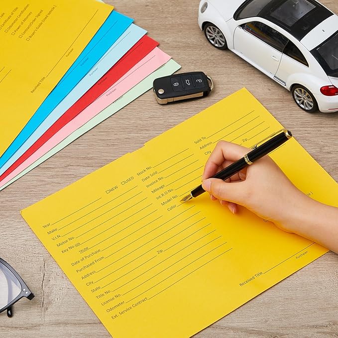 120 Pcs 9 x 12 In Vehicle Dealer Jackets for Car Sales 32lb Colored Printed Deal Envelopes Dealership Supplies File Jackets Automotive Folders for Car Dealerships(Colorful)