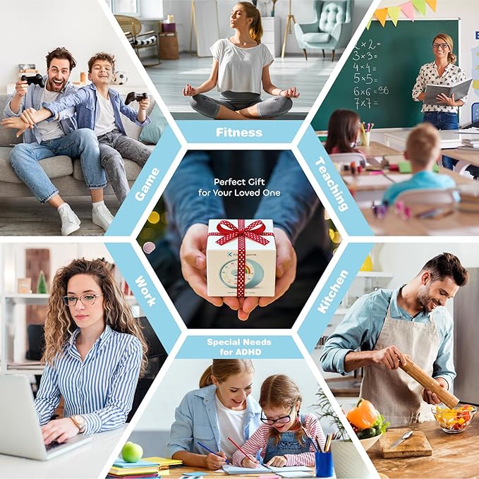 Visual Timer for Kids, 60-Minute Countdown Timer for Classroom Office Kitchen, Desk Timer Kids Time Management Tools with Silent Operation, Pomodoro Time Rainbow Pattern(Tiffany)