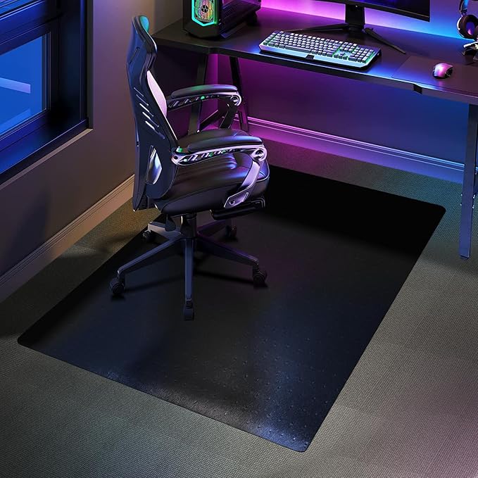 SALLOUS Chair Mat for Carpet, 48" x 36" Office Chair Mat for Carpeted Floors, Heavy Duty Vinyl Floor Mat with Grips, Carpeted Floor Protector Computer Desk Mat for Home Office (Black)