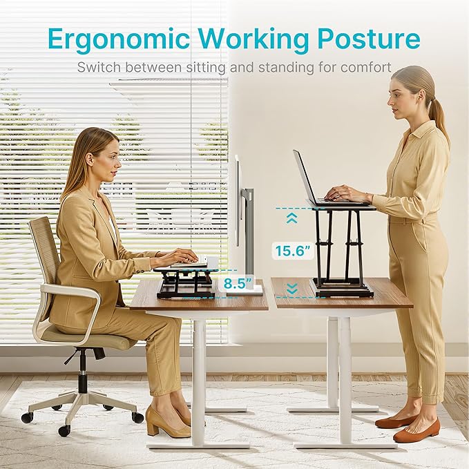 PEGZONE Keyboard and Mouse Riser, 24" x 12" Ergonomic Keyboard Riser, Height Adjustable keyboard stand for desktop, Standing Keyboard Tray, Black