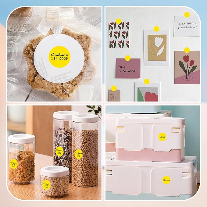 1 Inch Round Color Coding Labels, 1000 Dots Per Roll Yellow Color Coded Dot Stickers, Round Color Dot Labels for Organizing, Filing, and Storage