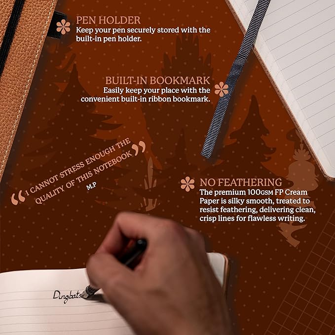 Dingbats* - Wildlife Squared Extra Large A4 Notebook - PU Leather Hardcover Journal for Work, Writing - Pocket, Elastic Closure, Pen Holder, Bookmark