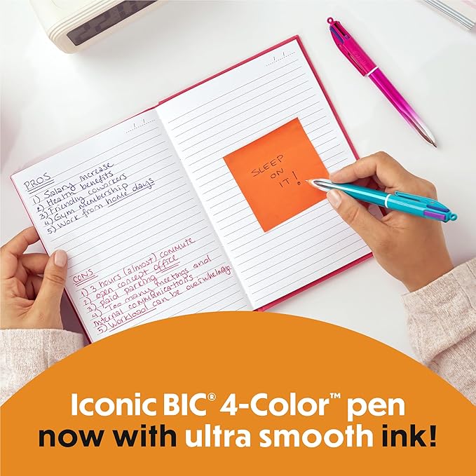 BIC 4 Color Smooth Gradient Retractable Ballpoint Pen with 1.0 mm Point, 12-Count in Assorted Ink Colors