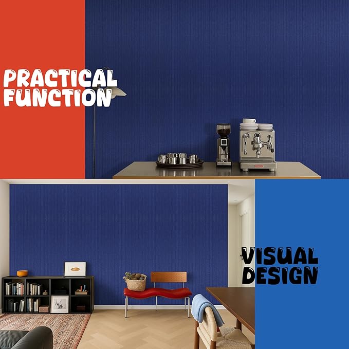 EVENRISING Acoustic Panels 5 Pack, Large Polyester Soundproof Panels 47.2x23.6x0.4 inch,Self-Adhesive Acoustic Treatment for Recording Studio & Office, Vertical, Navy Blue