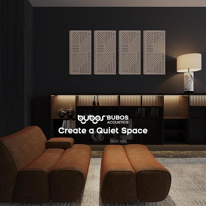 BUBOS 4 Pack Thickened Acoustic Panels, 23.6''x11.8'' Self-Adhesive Sound Absorbing Cavity Acoustic Wall Panels for Theater Studio Room Recording Room Gaming Room Meeting Rooms,VortexCore Camel