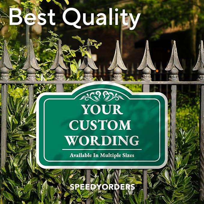 Custom Decorative Outdoor Aluminum Signs, Personalized Driveway Signs, Waterproof USA Made Design 1 Forest Green 14x10 In