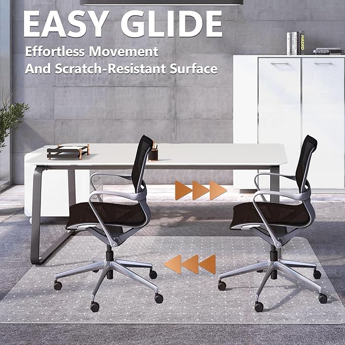 Office Chair Mat for Carpets - 46” x 60” Clear Carpet Chair Mats for Low Pile Carpeted Floors Home Office, Studded Floor Mat for Office Chair on Carpet