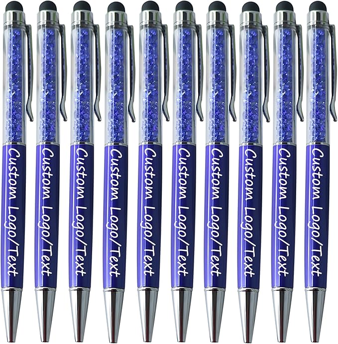 Yucold Customized Pens with Name/Logo - Touch Screen Stylus Ballpoint Pen, Perfect for Weddings, Business & Personalized Gifts (Royal blue,50)