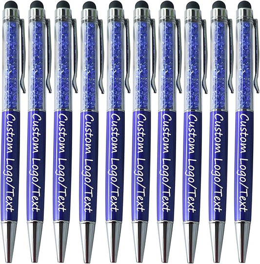 Yucold Customized Pens with Name/Logo - Touch Screen Stylus Ballpoint Pen, Perfect for Weddings, Business & Personalized Gifts (Royal blue,10)