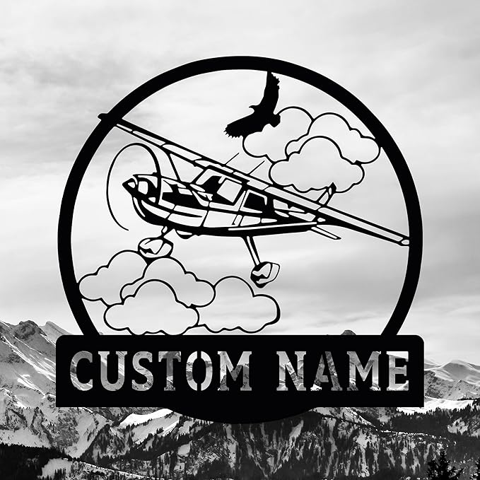 Personalized Metal Airplane Wall Art, Airplane Name Sign, Customized Pilot Name Sign, Airplane Hangar Sign Decor, Aviation Home Office Decor, Large Outdoor Decor, Pilot Gifts, Aircraft Lovers Gift