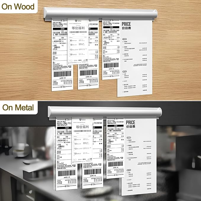 2 Pack Ticket Holders Receipt Holder for Restaurant, No Drill Restaurant Order Ticket Holders for Kitchen Office Walls Refrigerator Home Pubs Bars Cafes(19.6 Inch, Sliiver, 2p)