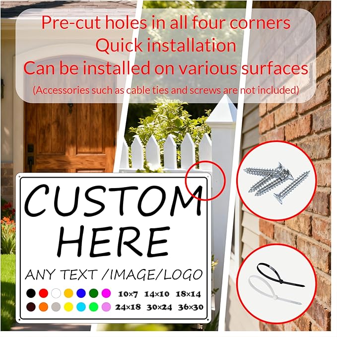 Custom Signs Outdoor-30×24inches-Large size,Prefabricated holes, weather-resistant, rust-proof,Optional reflective, night road signs, night warning signs