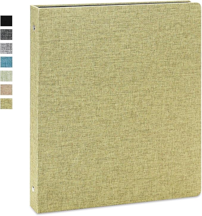 Vienrose 3 Ring Binder 1 Inch Round Rings with Linen Fabric Cover, Fits 8.5 x 11 Inch Paper, Durable Organizer for School, Office, Home, Recipes, DarkGreen