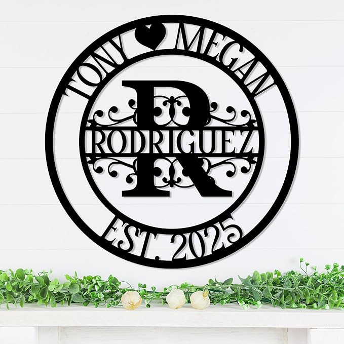 Personalized Metal Name Signs, Split Letter Monogram Wall Decor, Custom Last Name Sign, Family Name Sign for Outdoor, Personalized Wedding Gift, Garden Decor, Metal Wall Art, Housewarming Gift