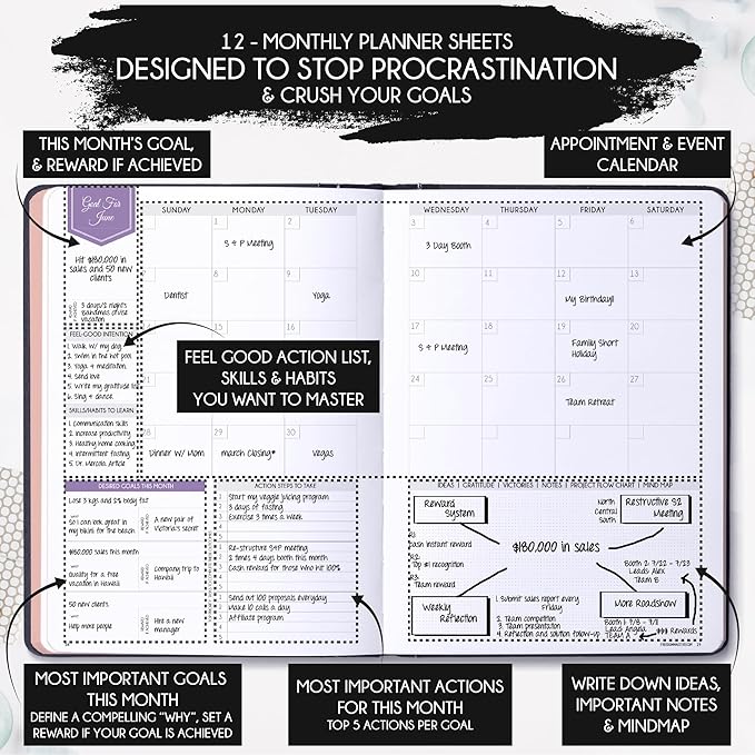 Law of Attraction Planner 2026 Deluxe with Productivity App | Weekly & Monthly Goal-Setting Planner, Life & Gratitude Journal | Include Foldable Vision Board, Gift Box & Stickers