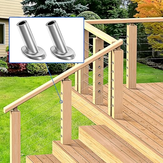 BLIKA 20 Pack 25 30 35 Degree 1/8" Angle Beveled Protector Sleeves, Angled Post Protector for 1/8" Cable Railing, T316 Stainless Steel, 30 Degree Angle Beveled Protector Sleeves